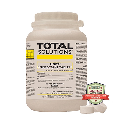 Cdiff Disinfectant Tablets, kills c difficile in four minutes,