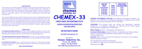 Chemex 33 Grease trap maintenance system