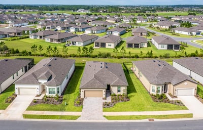 Rows of new houses - community