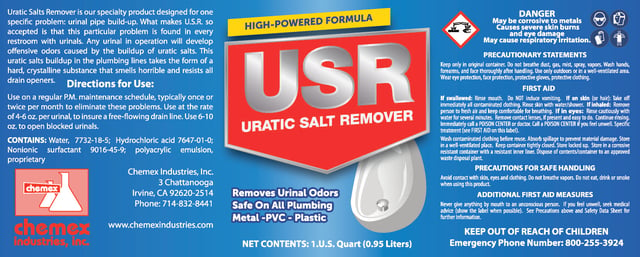 uratic salts remover, usr, free flowing urinals, salt free